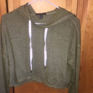 Lightweight cropped green hoodie